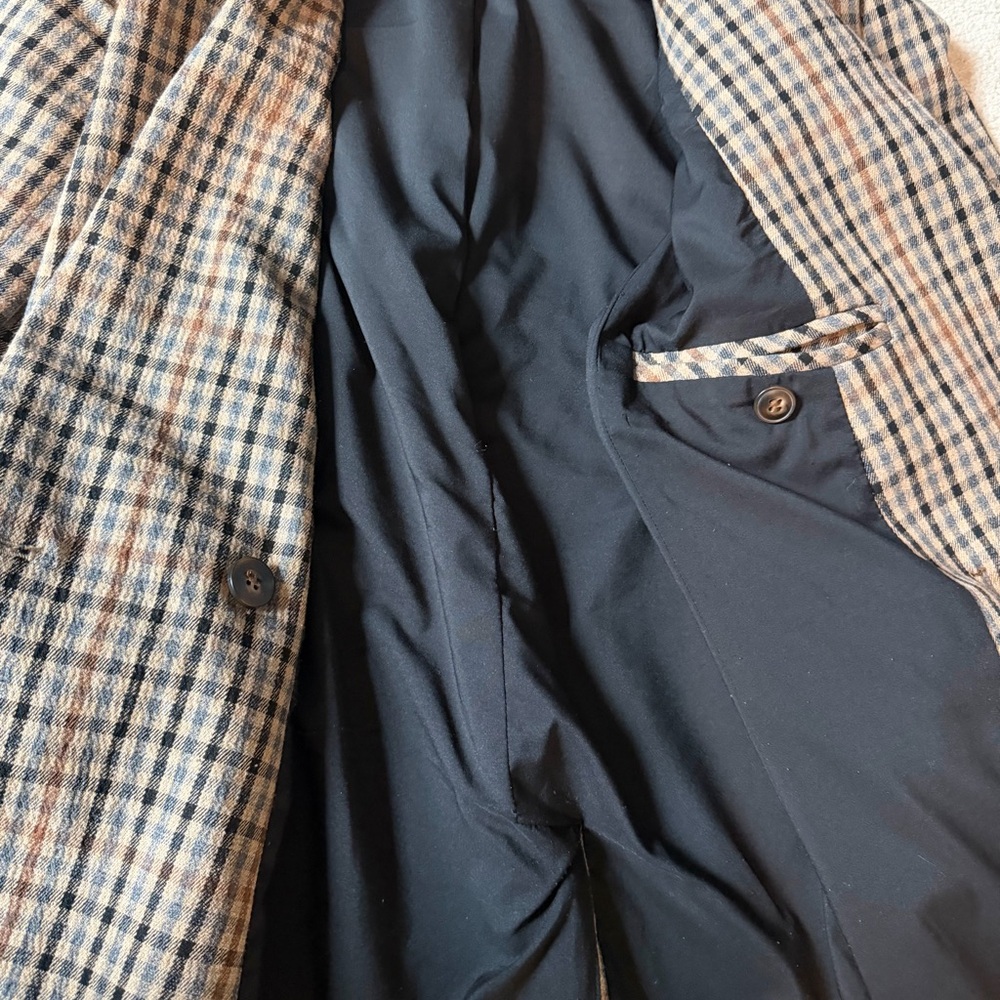 Madewell, The Caldwell Double Breasted Blazer tan black size XS extra small - Picture 6 of 9